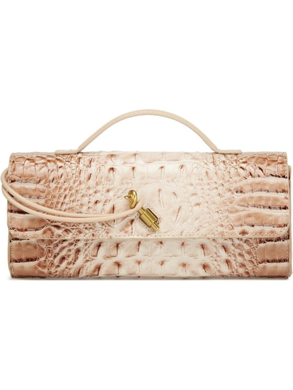 Women's Scallop Tan Vegan Leather Clutch Purse Crocodile Evening Crossbody Bag